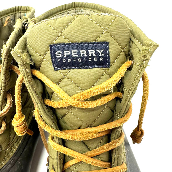 Sperry size 10 women's quilted duck boots waterproof rubber boot green black - Picture 5 of 7